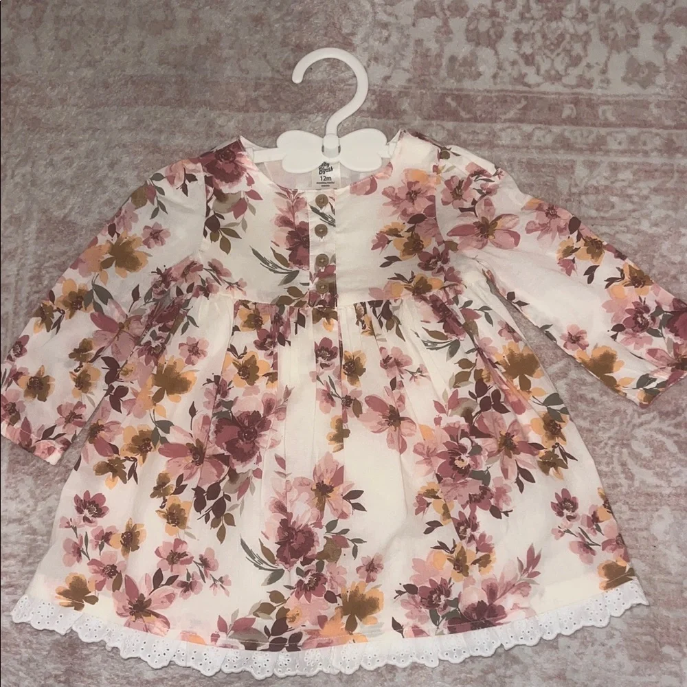 Cotton floral long sleeve dress with eyelet lace trim + bloomers- cottagecore